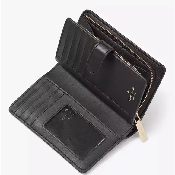 KATE SPADE Carey Medium Compact Bifold Wallet BLACK COLOR - Picture 9 of 15